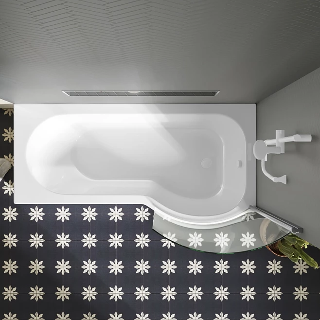 Drench P Shaped ArmourCast Reinforced Shower Bath With Front Panel And Shower Screen - 1700mm 5 Drench P Shaped ArmourCast Reinforced Shower Bath With Front Panel And Shower Screen - 1700mm - Image 3