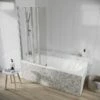 Harbour AcquaShield Acqua Arm 6mm Four Panel Bath Screen - 1500 X 800mm -Drench Store acqua bath screen four panel 1
