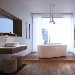 ArmourCast Platto Freestanding Bath - 1700 X 810mm -Drench Store armourcast platto 1700x810 splipper bath lifestyle