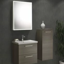 Harbour Glow LED Mirrored Cabinet With Demister Pad & Shaver Socket - 500 X 700mm -Drench Store asp500 harbour glow led mirror hero image 1 1