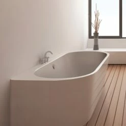 BC Designs Ancora Back To Wall Bath - 1640 X 760mm -Drench Store bc designs ancora curved backtowall bath tap ledge