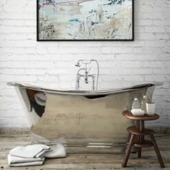 BC Designs Classic Roll Top Nickel Boat Bath - 1500 X 725mm & 1700 X 725mm