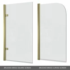 Drench Straight Single Ended Curved Bath & Brushed Brass Shower Screen -Drench Store brushed brass screens selection banner