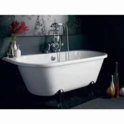 Burlington Avantgarde Back To Wall Roll Top Bath With Luxury Feet - 1700 X 750mm -Drench Store burlington avantgarde back to wall bath claw feet