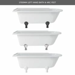 Burlington Hampton Roll Top Shower Bath With Luxury Feet - 1500 & 1700 X 750mm -Drench Store burlington hampton bath selection 1700mm left arc feet
