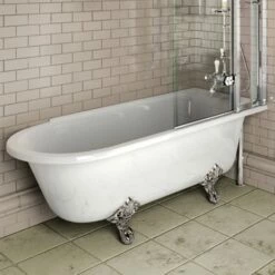 Burlington Hampton Roll Top Shower Bath With Luxury Feet - 1500 & 1700 X 750mm -Drench Store burlington hampton right bath lifestyle 2