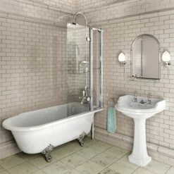Burlington Hampton Roll Top Shower Bath With Luxury Feet - 1500 & 1700 X 750mm -Drench Store burlington hampton right bath lifestyle