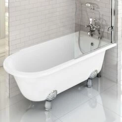 Burlington Hampton Roll Top Shower Bath With Luxury Feet - 1500 & 1700 X 750mm