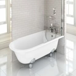 Burlington Hampton Roll Top Shower Bath With Luxury Feet - 1500 & 1700 X 750mm -Drench Store burlington hampton right bath lifestyle 4