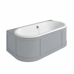 Burlington London Back To Wall Bath With Curved Surround, Overflow And Waste - 1800 X 950mm