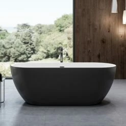 Charlotte Edwards Belgravia Matt Black Freestanding Bath - 1500 X 730mm
