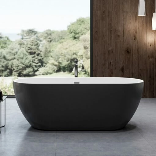 Charlotte Edwards Belgravia Matt Black Freestanding Bath - 1500 X 730mm 8 Charlotte Edwards Belgravia Matt Black Freestanding Bath - 1500 X 730mm -Drench Store charlotte edwards freestanding bath belgravia matt black front lifestyle 1