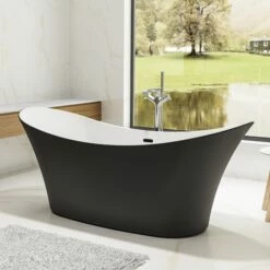 Charlotte Edwards Harrow Matt Black Freestanding Bath - 1700 X 700mm 7 Charlotte Edwards Harrow Matt Black Freestanding Bath - 1700 X 700mm -Drench Store charlotte edwards freestanding bath harrow matt black lifestyle