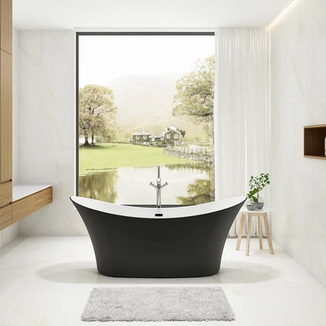Charlotte Edwards Harrow Matt Black Freestanding Bath - 1700 X 700mm 4 Charlotte Edwards Harrow Matt Black Freestanding Bath - 1700 X 700mm - Image 2