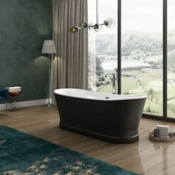 Charlotte Edwards Jupiter Matt Black Freestanding Bath - 1700 X 700mm -Drench Store charlotte edwards freestanding bath jupiter matt black room set