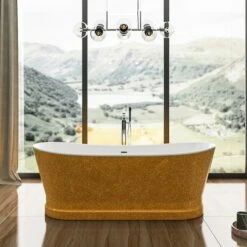 Charlotte Edwards Jupiter Gold Freestanding Bath - 1700 X 700mm -Drench Store charlotte edwards freestanding bath jupiter sparkling gold front lifestyle