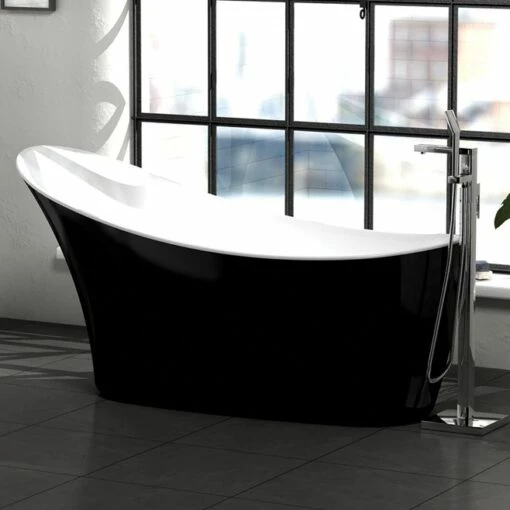 Charlotte Edwards Portobello Gloss Black Freestanding Bath - 1720 X 730mm 2 Charlotte Edwards Portobello Gloss Black Freestanding Bath - 1720 X 730mm -Drench Store charlotte edwards freestanding bath portobello gloss black lifestyle