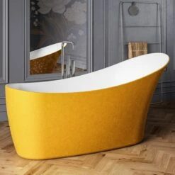 Charlotte Edwards Portobello Gold Freestanding Bath - 1590 X 680mm -Drench Store charlotte edwards freestanding bath portobello sparkling gold lifestyle 2