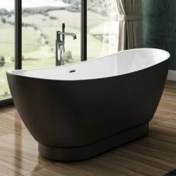 Charlotte Edwards Richmond Matt Black Freestanding Bath - 1760 X 680mm