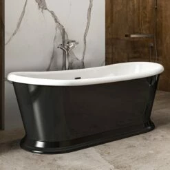 Charlotte Edwards Rosemary Matt Black Freestanding Bath - 1710 X 720mm -Drench Store charlotte edwards freestanding bath rosemary matt black lifestyle