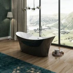 Charlotte Edwards Harrow Black Freestanding Bath - 1700 X 700mm -Drench Store charlotte edwards harrow gloss black lifestyle 2
