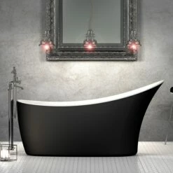 Charlotte Edwards Portobello Matt Black Freestanding Bath - 1720 X 730mm -Drench Store charlotte edwards portobello freestanding bath matt black lifestyle 2