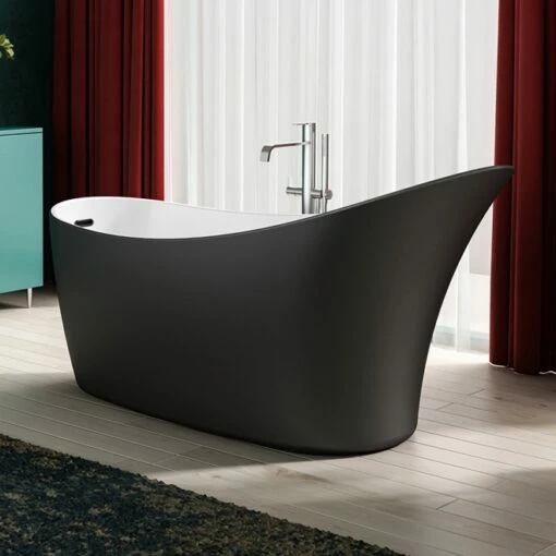 Charlotte Edwards Portobello Matt Black Freestanding Bath - 1720 X 730mm -Drench Store charlotte edwards portobello freestanding bath matt black lifestyle