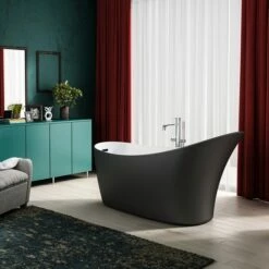Charlotte Edwards Portobello Matt Black Freestanding Bath - 1720 X 730mm -Drench Store charlotte edwards portobello freestanding bath matt black room set