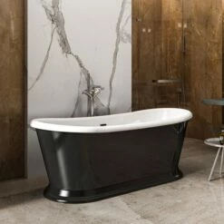 Charlotte Edwards Rosemary Black Freestanding Bath - 1710 X 720mm 6 Charlotte Edwards Rosemary Black Freestanding Bath - 1710 X 720mm -Drench Store charlotte edwards rosemary black bath lifestyle2