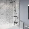 Crosswater Clear 6 6mm Easy Clean Single Hinged Bath Screen - 1500 X 800mm 2 Crosswater Clear 6 6mm Easy Clean Single Hinged Bath Screen - 1500 X 800mm -Drench Store crosswater clear 6 hinged matt black bath screen lifestyle