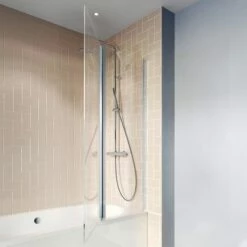 Crosswater Clear 6 6mm Easy Clean Double Panel Hinged Bath Screen - 1500 X 1150mm -Drench Store crosswater clear 6mm chrome double bath screen lifestyle 3