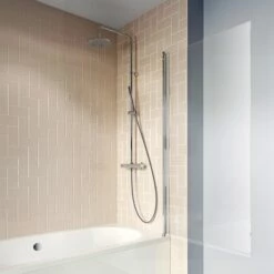 Crosswater Clear 6 6mm Easy Clean Single Hinged Bath Screen - 1500 X 800mm -Drench Store crosswater clear 6mm chrome single bath screen lifestyle 3