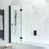 Crosswater Design+ Matt Black 8mm Easy Clean Double Folding Bath Screen - 1500 X 1060mm -Drench Store crosswater design black 8mm double bath screen