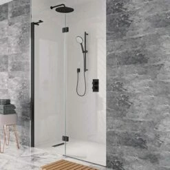 Crosswater Design+ Matt Black 8mm Easy Clean Walk-In Easy Access Shower - 1700mm