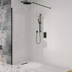 Crosswater Design+ Matt Black 8mm Easy Clean Walk-In Shower