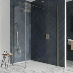 Crosswater Gallery 10 Walk In Shower Enclosure 10mm Panels With Multiple Configurations - Brushed Brass