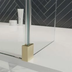 Crosswater Gallery 10 Walk In Shower Enclosure 10mm Panels With Multiple Configurations - Brushed Brass -Drench Store crosswater gallery 10 brushed brass fixed deflector detail 1