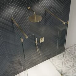Crosswater Gallery 8 Walk In Shower Enclosure 8mm Panels With Multiple Configurations - Brushed Brass -Drench Store crosswater gallery 10 brushed brass walk through fixed deflectors 2
