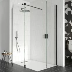 Crosswater Gallery 10 Walk In Shower Enclosure 10mm Panels With Multiple Configurations - Matt Black