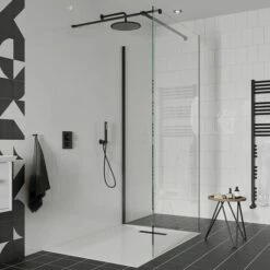 Crosswater Gallery 8 Walk In Shower Enclosure 8mm Panels With Multiple Configurations - Matt Black -Drench Store crosswater gallery 10 matt black corner with t bar