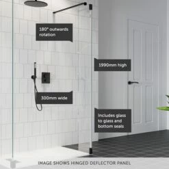 Crosswater Gallery 10 Walk In Shower Enclosure 10mm Panels With Multiple Configurations - Matt Black 21 Crosswater Gallery 10 Walk In Shower Enclosure 10mm Panels With Multiple Configurations - Matt Black -Drench Store crosswater gallery 10 matt black hinged deflector banner callouts