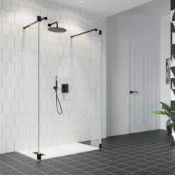 Crosswater Gallery 8 Walk In Shower Enclosure 8mm Panels With Multiple Configurations - Matt Black -Drench Store crosswater gallery 10 matt black walk through with hinged deflectors 2