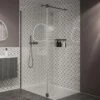 Crosswater Gallery 8 Walk In Shower Enclosure 8mm Panels With Multiple Configurations - Slate -Drench Store crosswater gallery 8 panel with hinged deflector wall bar enclosure slate lifestyle