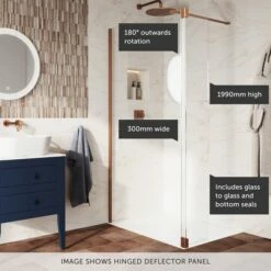 Crosswater Gallery 10 Walk In Shower Enclosure 10mm Panels With Multiple Configurations - Brushed Bronze -Drench Store crosswater gallery hinged deflector bronze call outs banner 1