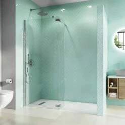 Crosswater Infinity 8mm Easy Clean 2m Tall Walk-In Shower Panel With Deflector Panel