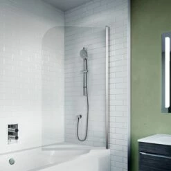 Crosswater Kai 6 6mm Easy Clean Single Panel Bath Screen - 1500 X 900mm -Drench Store crosswater kai 6mm single panel bath screen lifestyle 3
