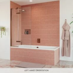 Crosswater Optix 10 Hinged Bath Screen With Inline Panel - Brushed Bronze - 1500 X 900mm -Drench Store crosswater optix 10 bath shower screen 180 hinged bronze left banner