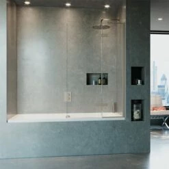 Crosswater Optix 10 Hinged Bath Screen With Inline Panel - Brushed Stainless Steel - 1500 X 900mm 16 Crosswater Optix 10 Hinged Bath Screen With Inline Panel - Brushed Stainless Steel - 1500 X 900mm -Drench Store crosswater optix 10 brushed steel bath screen 2