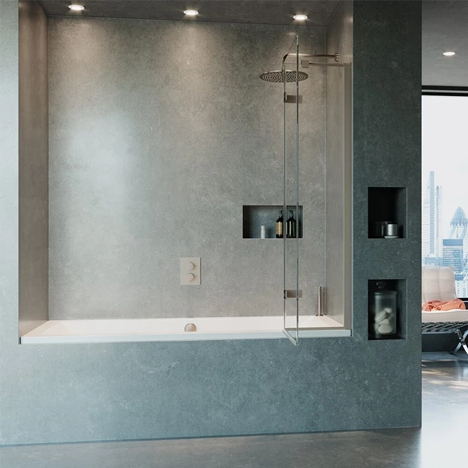 Crosswater Optix 10 Hinged Bath Screen With Inline Panel - Brushed Stainless Steel - 1500 X 900mm 7 Crosswater Optix 10 Hinged Bath Screen With Inline Panel - Brushed Stainless Steel - 1500 X 900mm - Image 5