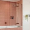 Crosswater Optix 10 Hinged Bath Screen With Inline Panel - Brushed Bronze - 1500 X 900mm -Drench Store crosswater optix 10 hinged 180 bath screen bronze right lifestyle